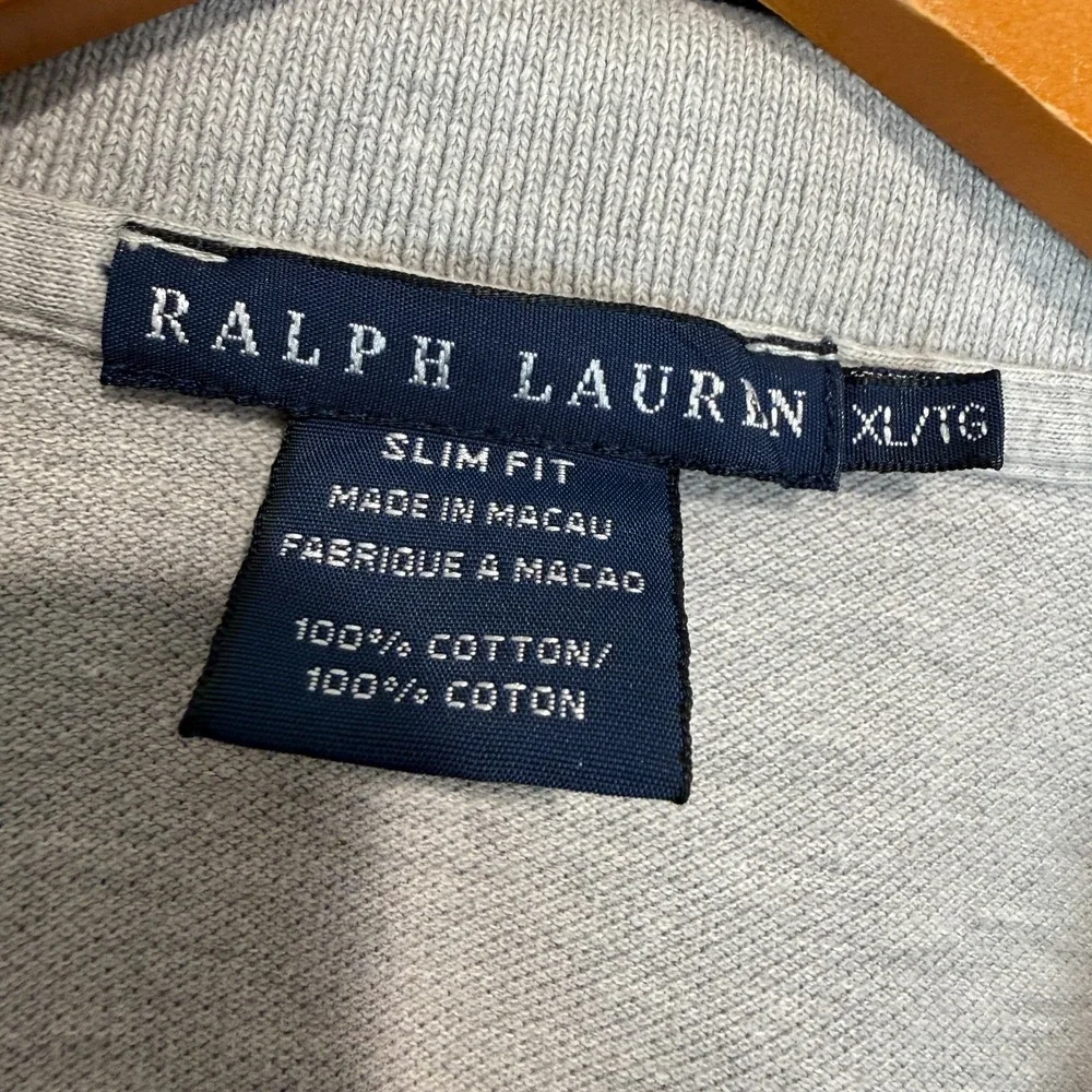 Vintage Ralph Lauren Polo Shirt Womens XL Slim Fit Gray Summer Pique Knit Y2K